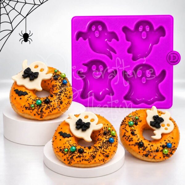 Molde de silicona Halloween Fantasmas con 4 cavidades.